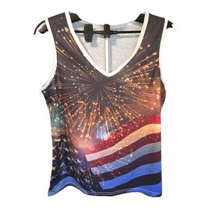 Fireworks American Flag V-Neck Tank Top - Multicolor